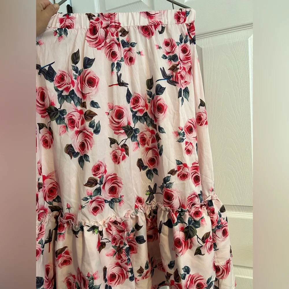 Pink Rose Print Ruffled Maxi Dress - Picture 1 of 3